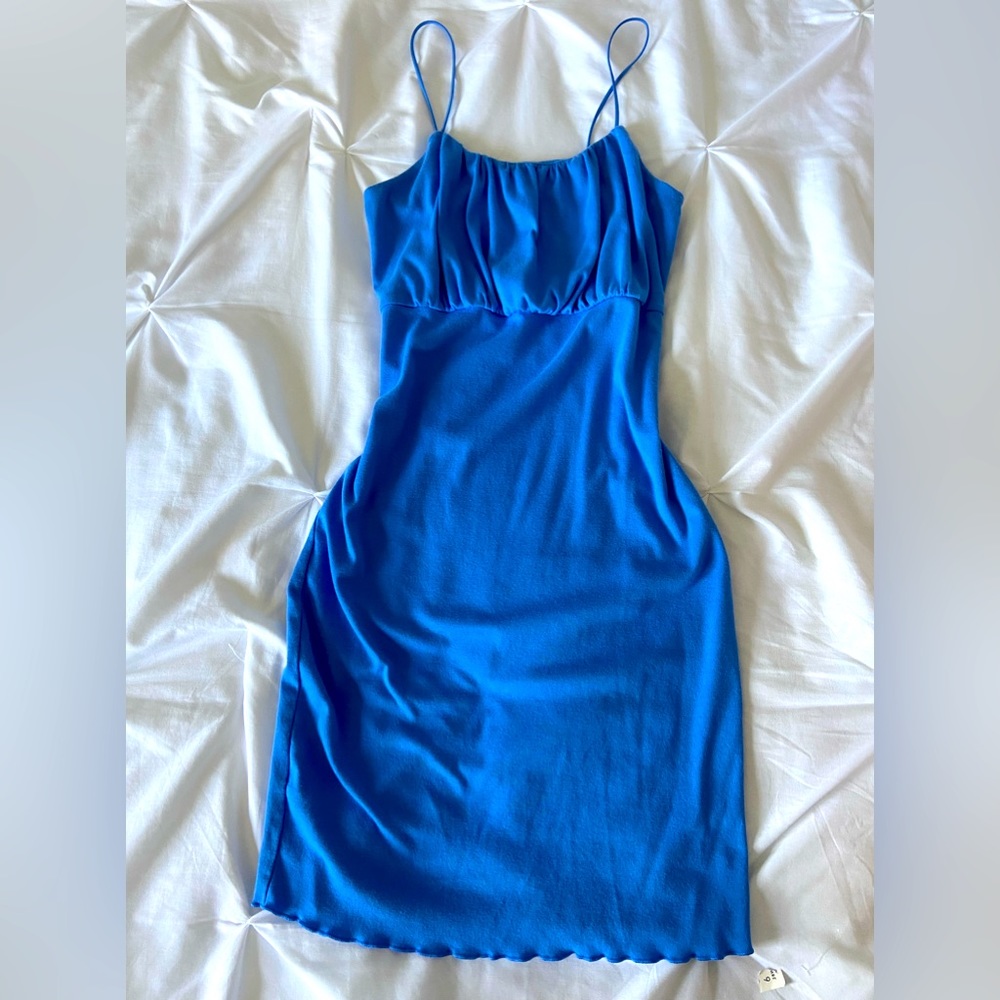 blue bodycon ruffle dress ˚ʚ♡ɞ˚